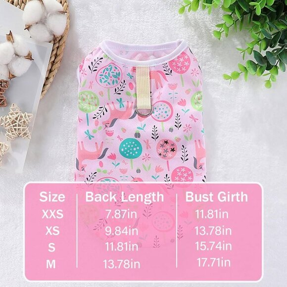 4 Pieces Dog Clothes with D-Ring (XXS) - Picture 2 of 2